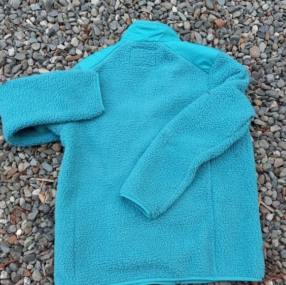 - Lands End Women’s Full Zip Fleece Size M 10-12 Teal Mock Neck Pockets . - Picture 4 of 5